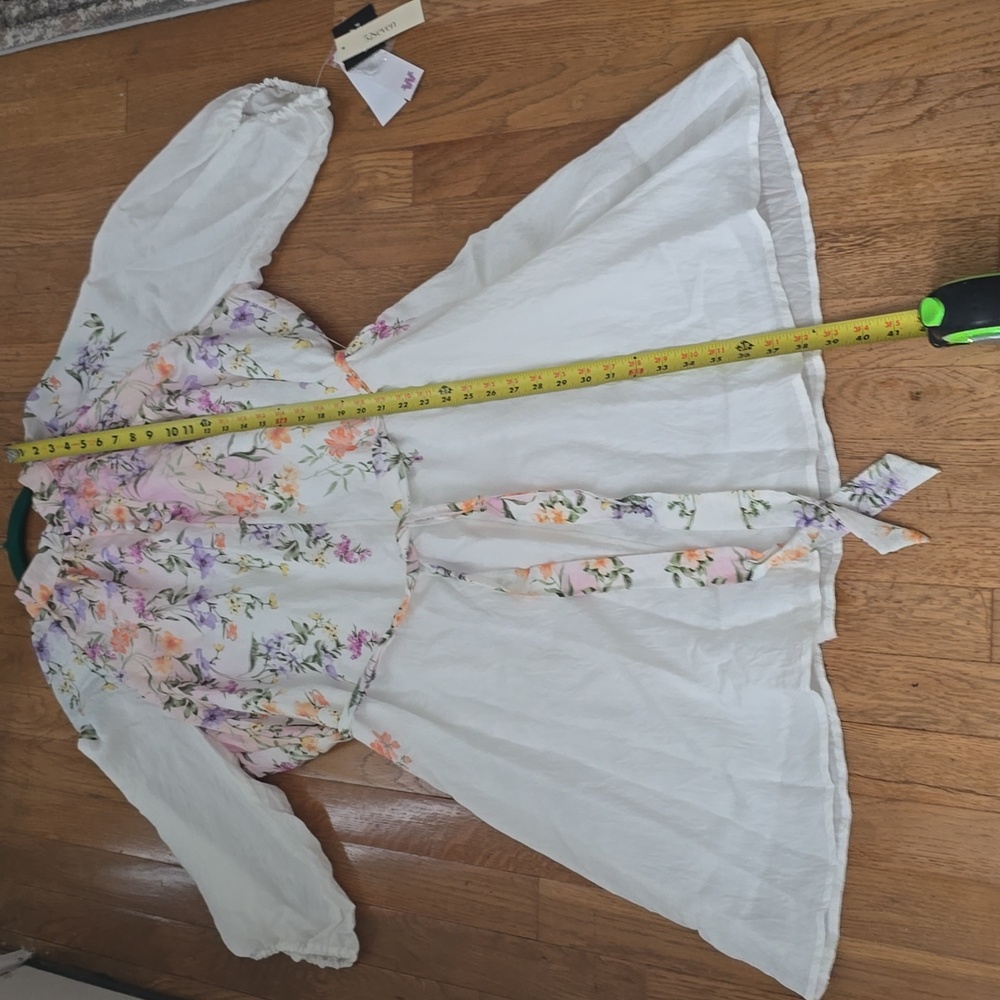 52SEVEN BRAND WOMEN'S PLUS WHITE AND PURPLE LINED FLORAL DRESS SIZE 14W - Picture 13 of 16